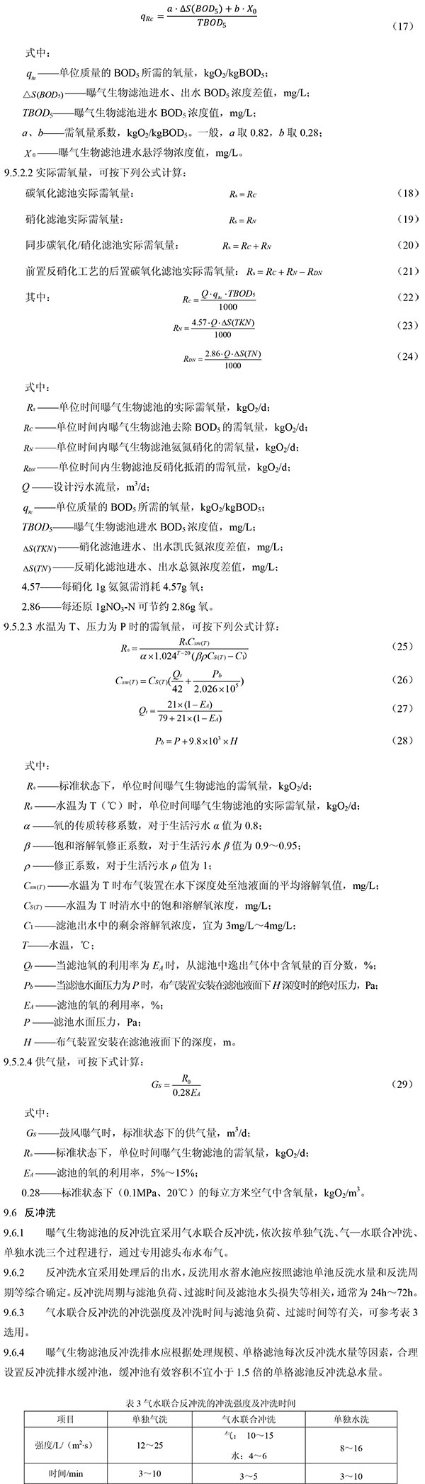 生物滤池曝气量设计